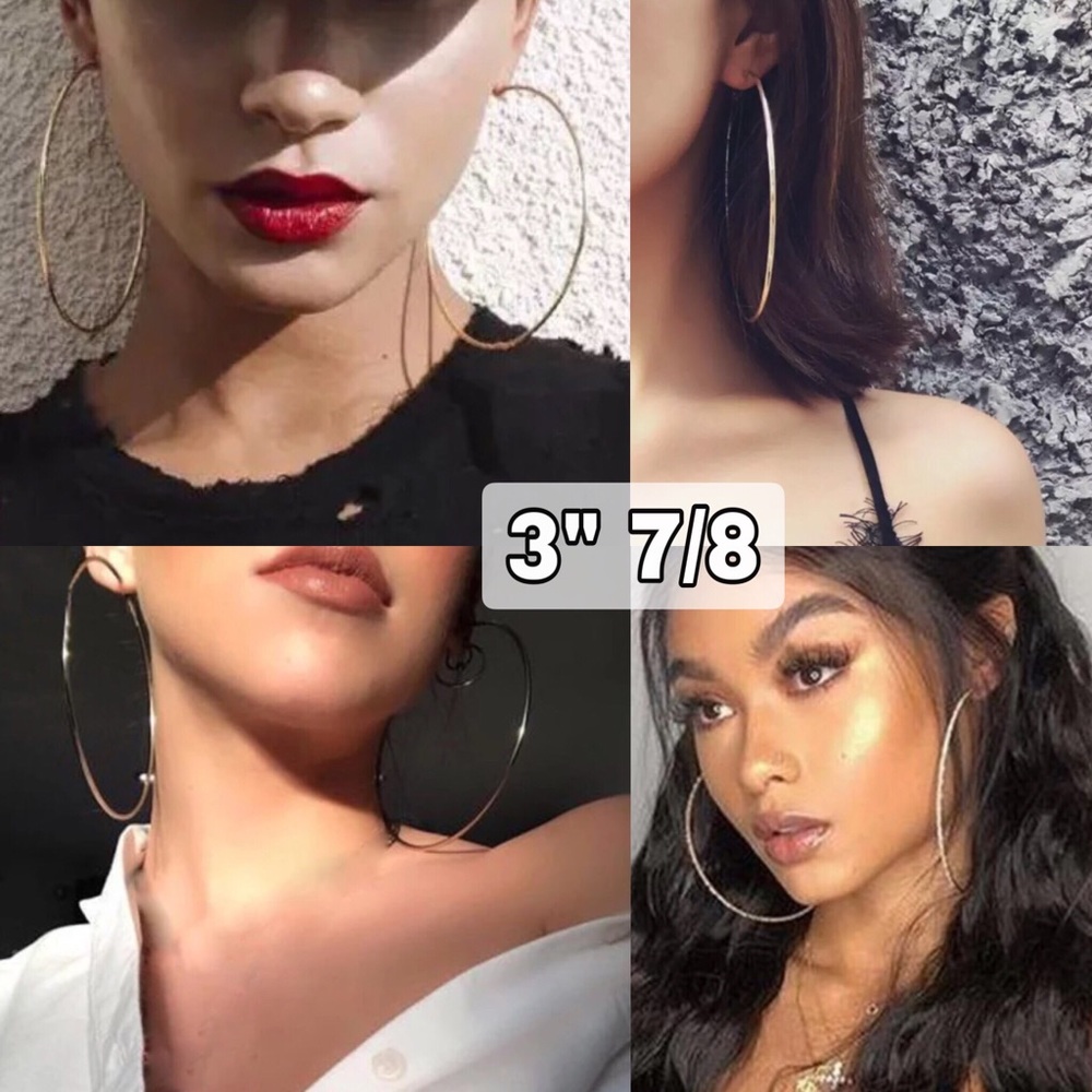 ⚜️[𝟯/$𝟮𝟴]⚜️Big Gold Hoop Simple Earrings NEW - Picture 4 of 8